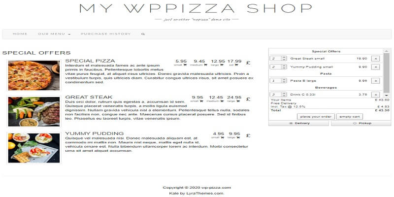 WPPizza – A Restaurant Plugin