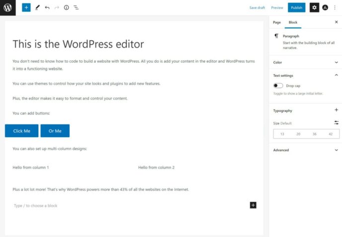 wordpress-editor  WordPress vs GoDaddy: Which is a better way to create a website? wordpress editor 1
