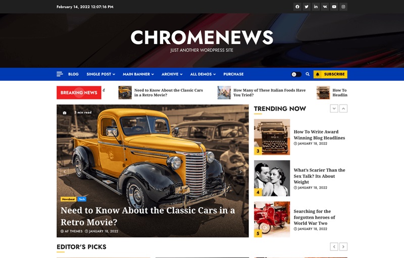 ChromeNews  15 Best Free WordPress News Themes In 2024 ChromeNews