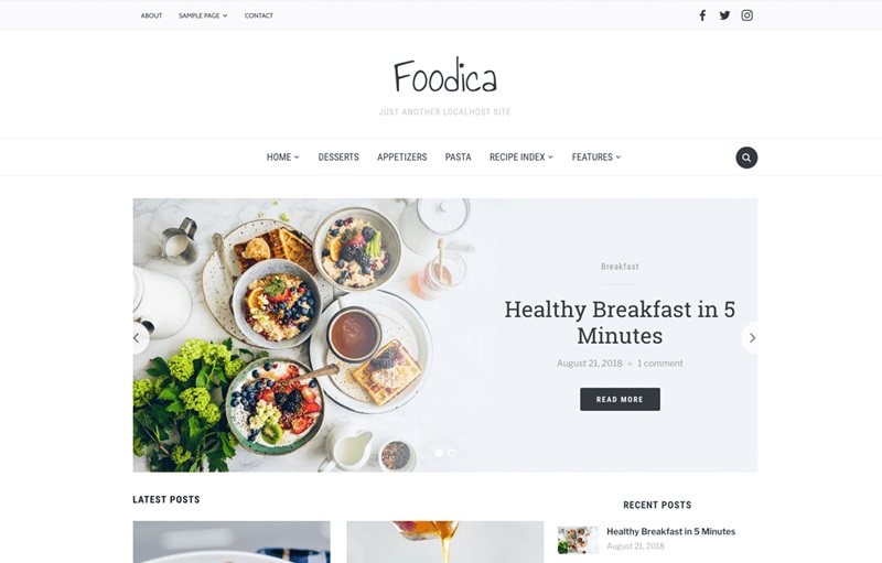 Foodica Food Blog WordPress Theme