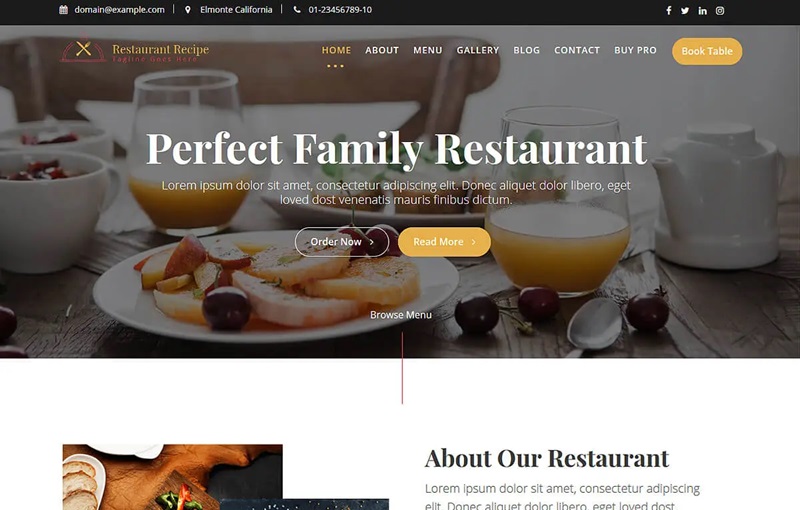 Restaurant Recipe WordPress Theme