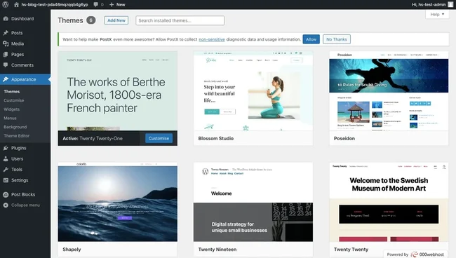 With WordPress, you can browse thousands of free themes directly in your dashboard