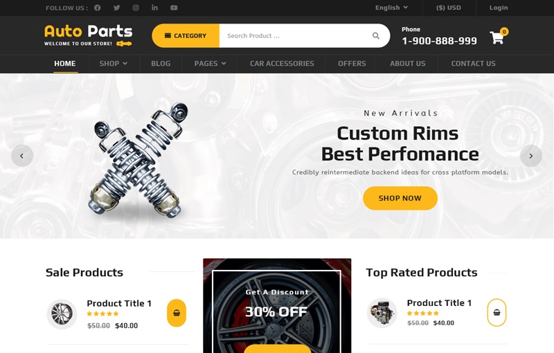 Auto Parts Garage WordPress Theme