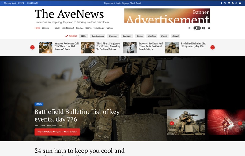 AveNews Free Editorial WordPress Theme