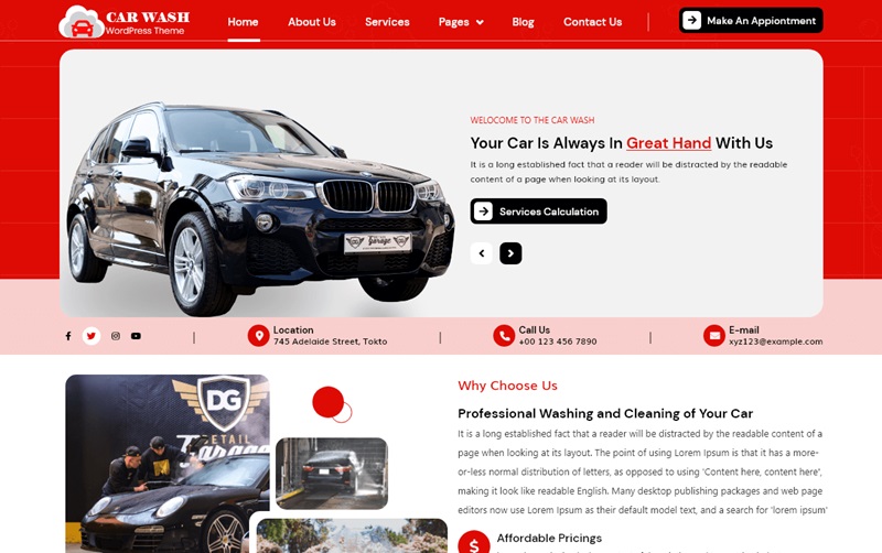 Car Washing Center WordPress Theme