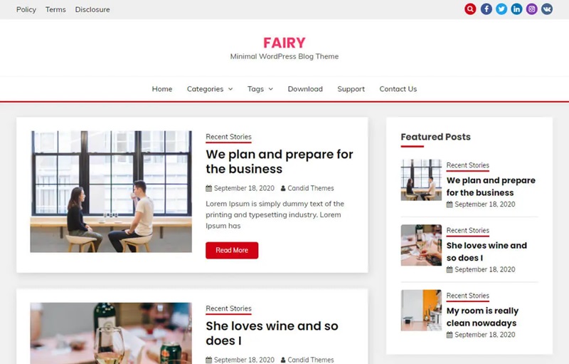 Fairy Side Menu WordPress Theme