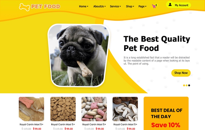 Pet Food Shop WordPress Theme