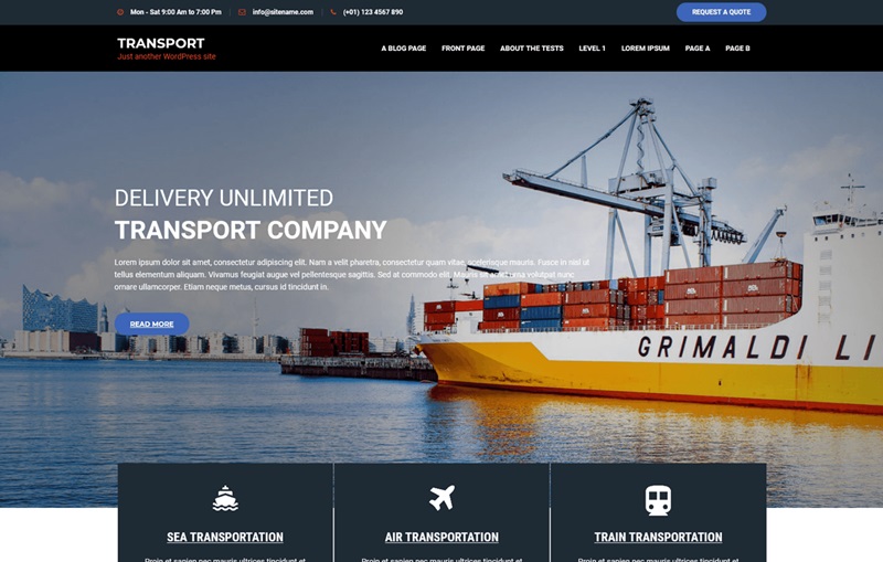 Transportation Logistics WordPress Theme