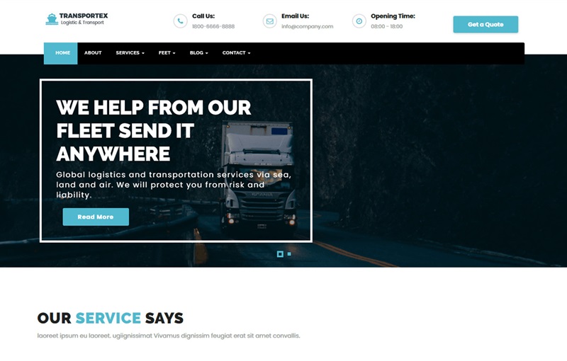 Transportex Logistics WordPress Theme