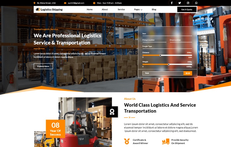 VW Logistics Shipping WordPress Theme