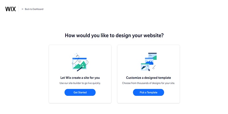 Wix-two-options-create-website